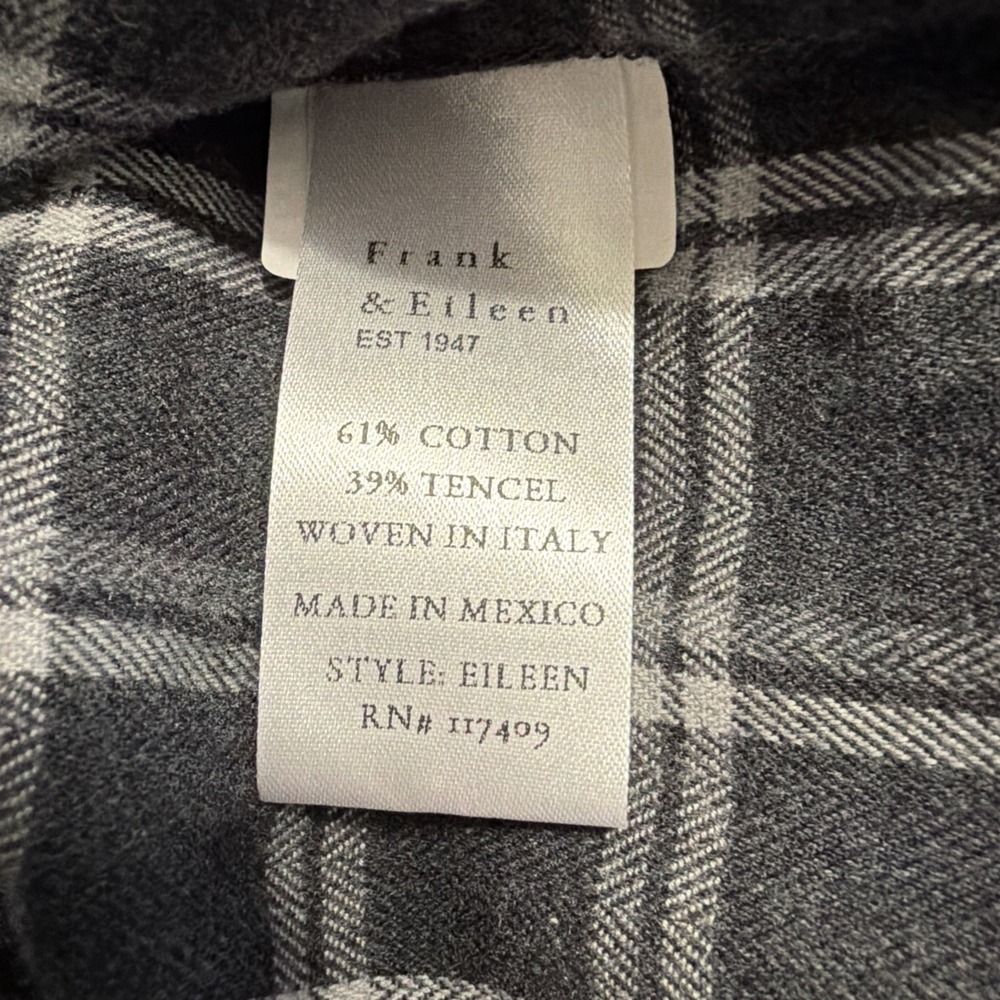 EUC Frank & Eileen Relaxed Button Up Shirt Flannel Dark Gray Plaid Long Sleeve L - Picture 12 of 12